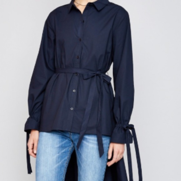 High Low  Hem Button Up  Top - Picture 2 of 5